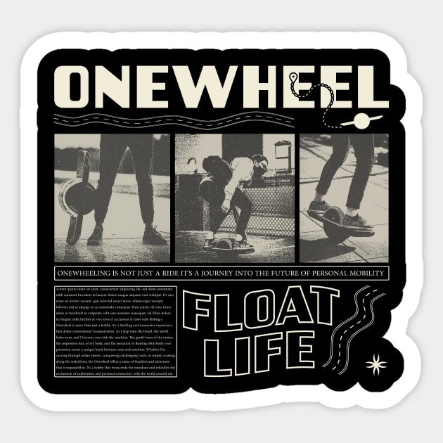 Onewheel brutalist design Sticker by BrutalGrafix Studio